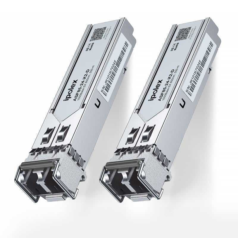 ipolex 1.25G Multimode SFP to Fiber Transceiver, 1000Base SX SFP Module, 850nm MMF, for Cisco GLC-SX-MMD/SFP-GE-S, Ubiquiti UF-MM-1G, Netgear AGM731F, Meraki, TP-Link, Mikrotik and More, 2 Pack - Image 1